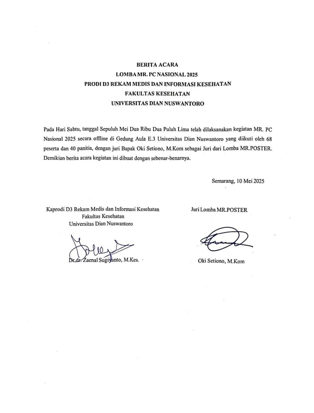 Berita Acara Tahap Final Juri 1 MR.Poster